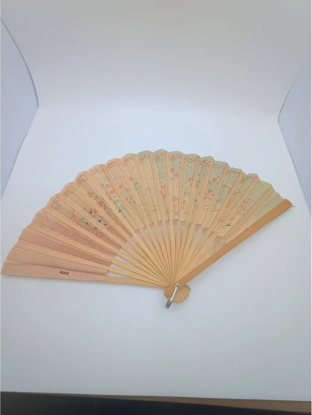 Vintage Handheld Folding Fans Set of 2 with Floral and Scene Designs